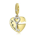 Heart Lock Key S925 Sterling Silver Pendant Valentine's Day Gift Bracelet Diy Accessories Beads
