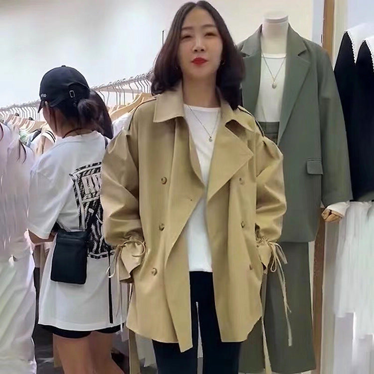 New British Style Waist Flared Sleeve All-match Trench Coat
