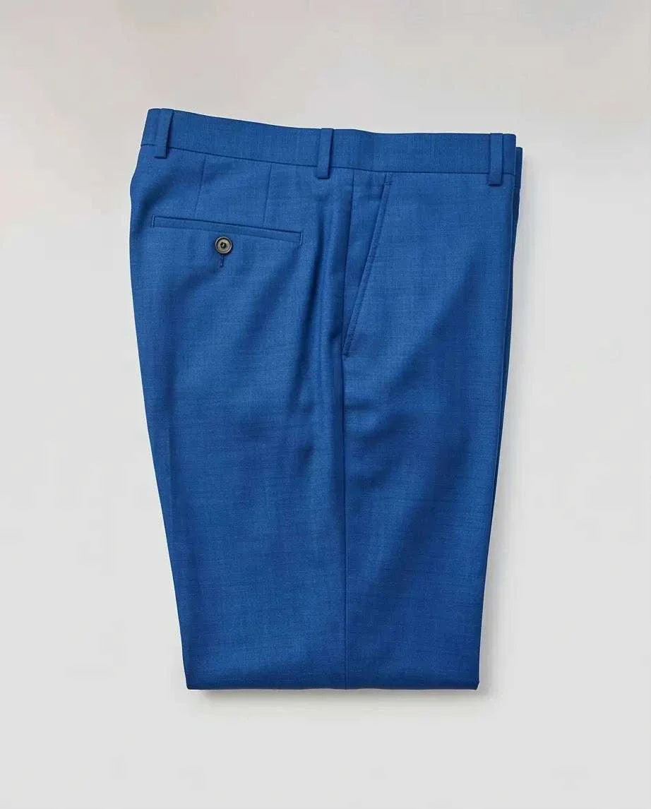 Cobalt Blue Tailored Wool Blend Trousers