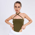 Fashion New Women’s One -word Collar Hanging Neck Band -lap Background Bodsuit