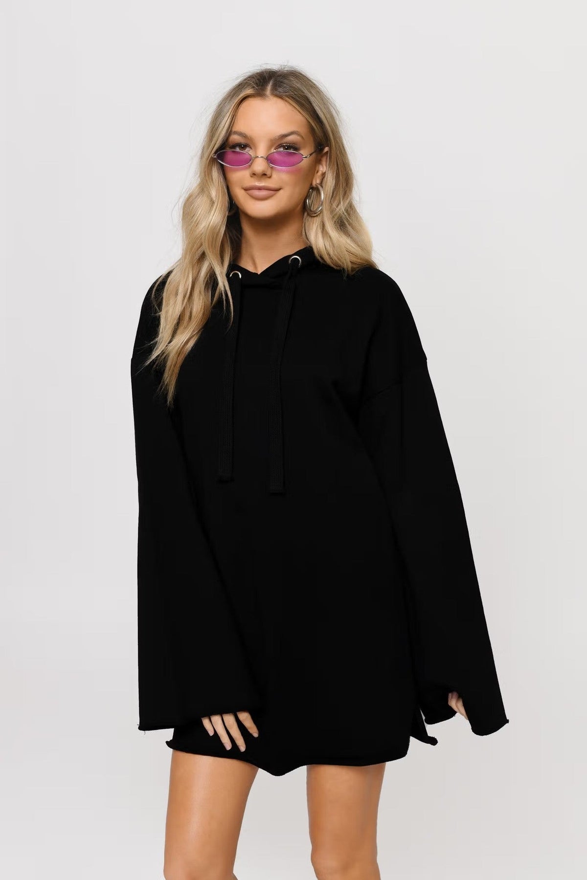 Pure Color Split Dress Baggy Fashion Top
