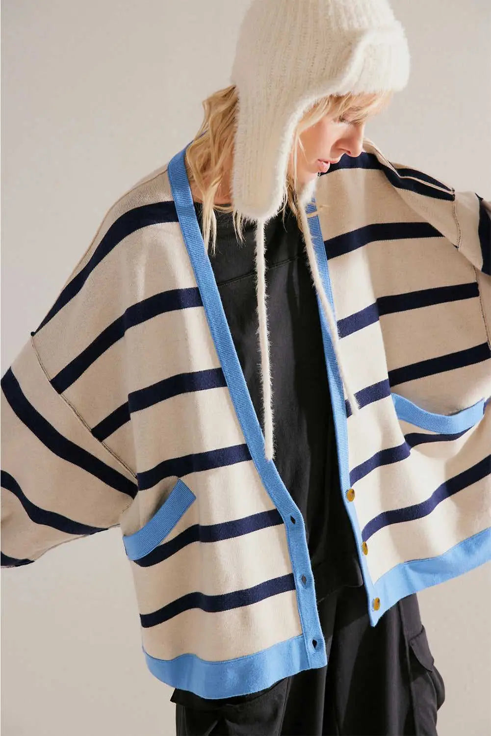 Urban Stripe Loose Cardigan Women UK