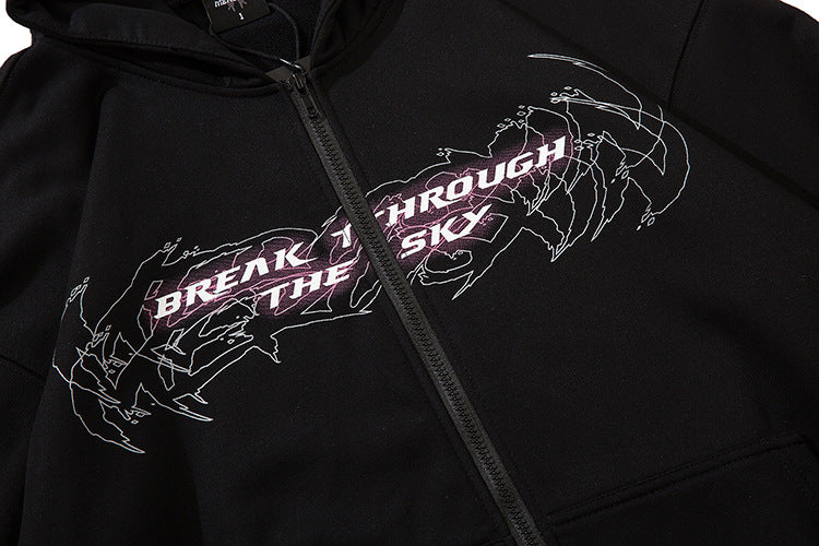 Dark Gothic Printed Cardigan Hooded Sweater