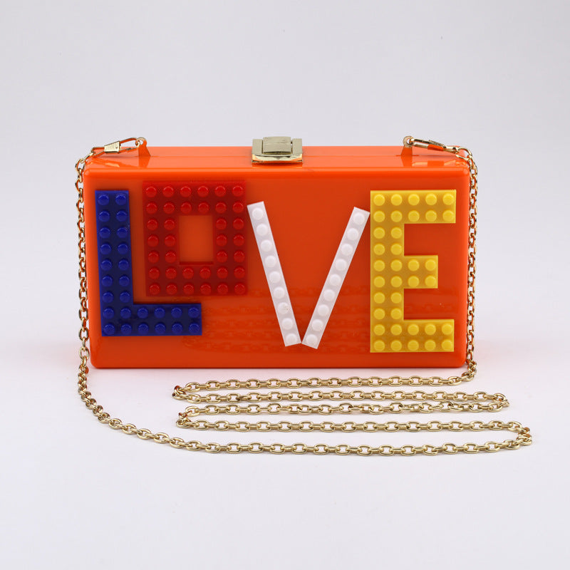 Letter Stitching One-shoulder Messenger Acrylic Bag