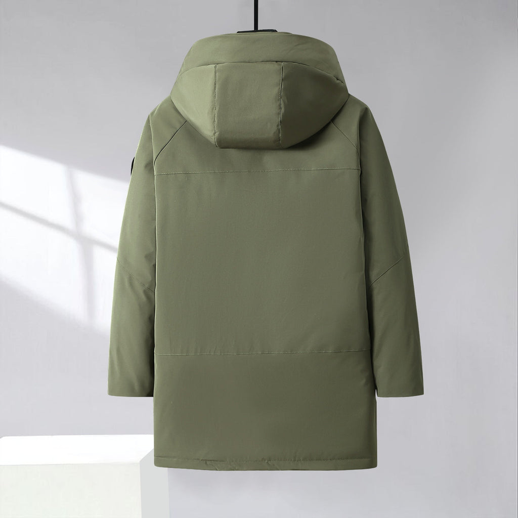 Winter Men's Cotton Coat Extra Large Size Mid-length With Hood Plus Size And Extra Thick Trendy For Big Men