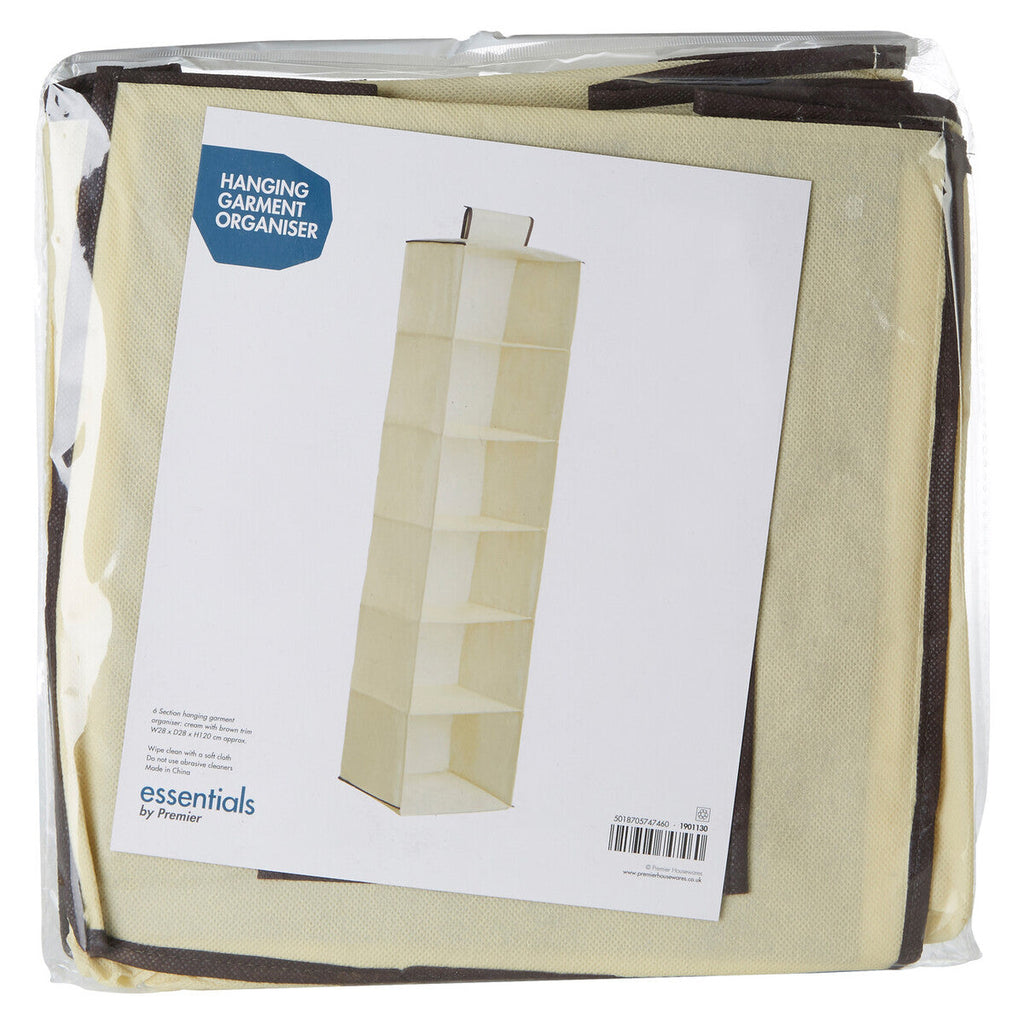6 Section Cream Hanging Garment Organiser | Verti