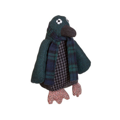Bute Small Green Check Penguin Door Stop