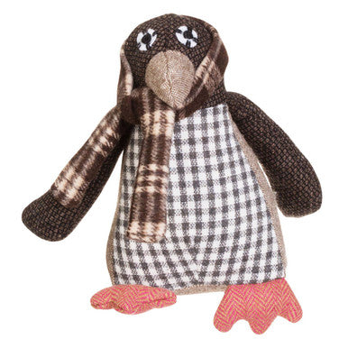 Bute Small Brown Check Penguin Door Stop