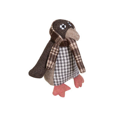 Bute Small Brown Check Penguin Door Stop
