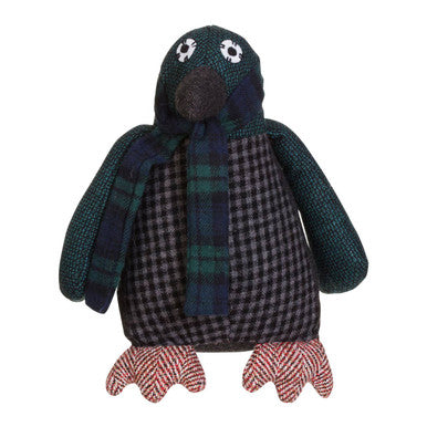 Bute Large Green Check Penguin Door Stop