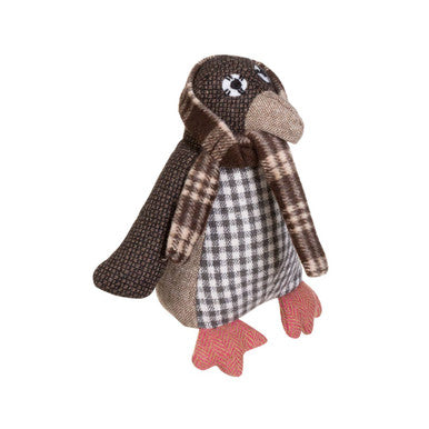 Bute Large Brown Check Penguin Door Stop