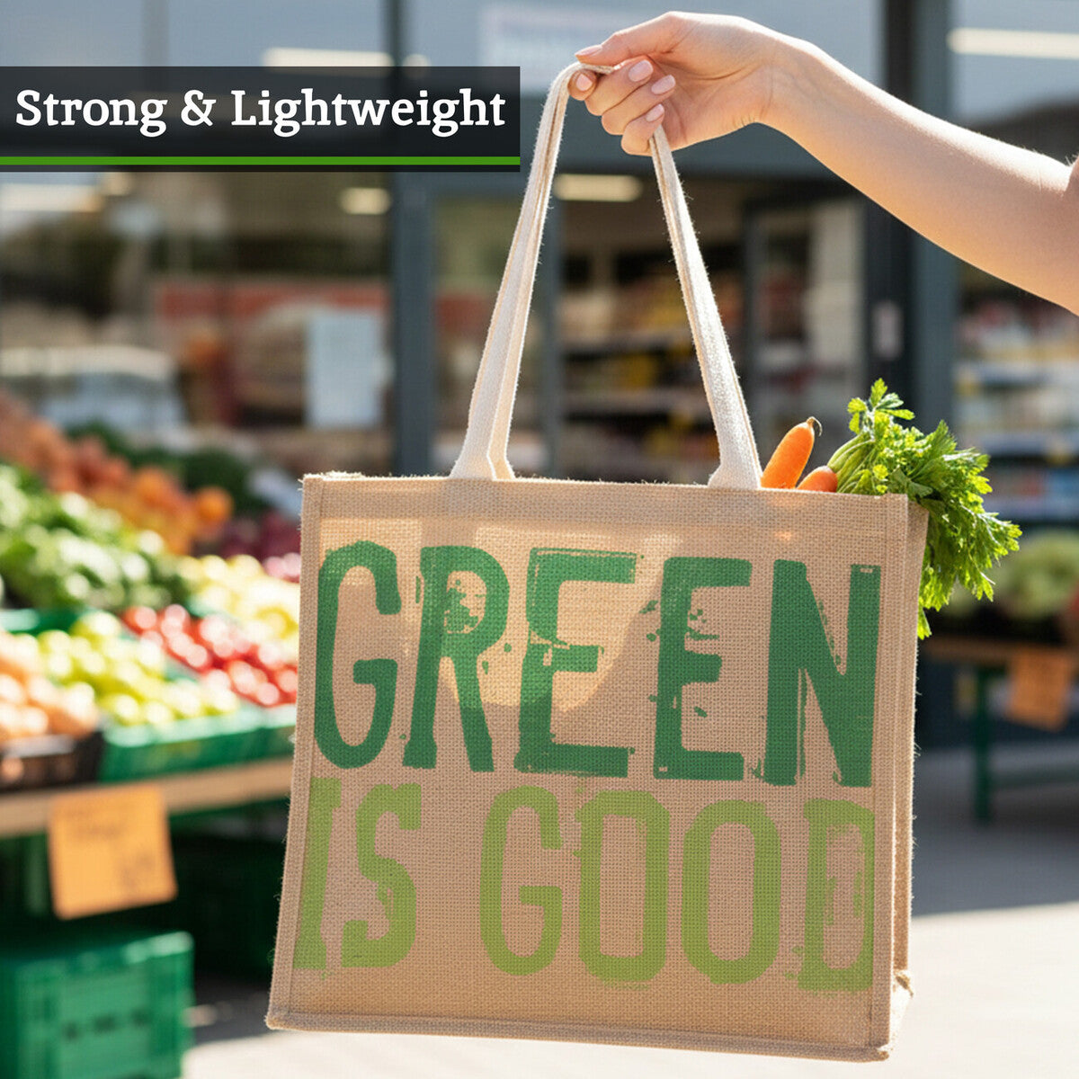 Jade Green Is Good Jute Shopping Bag