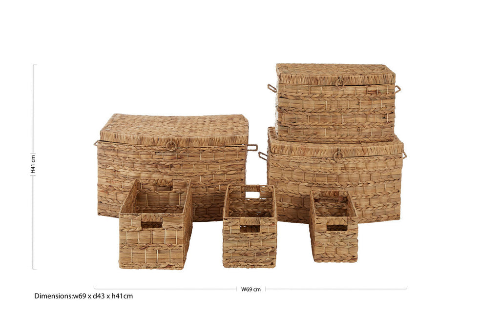 Set Of Six Water Hyacinth Storage Baskets | Lidi