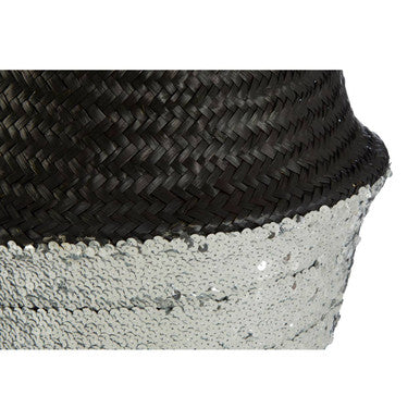 Solas Black and Silver Small Seagrass Basket