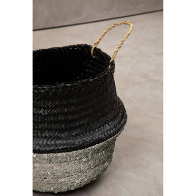 Salos Black and Silver Medium Seagrass Basket