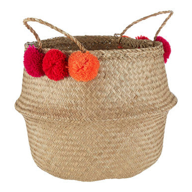 Small Seagrass Pom Pom Basket Solas