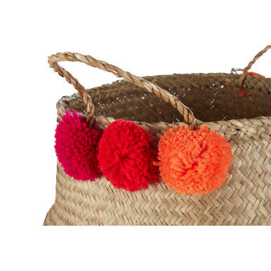 Small Seagrass Pom Pom Basket Solas
