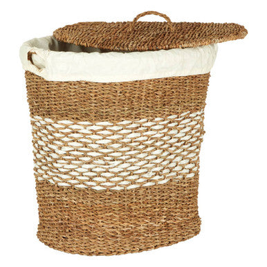 Lidi Oval Multi Seagrass Basket with Lid and Lining