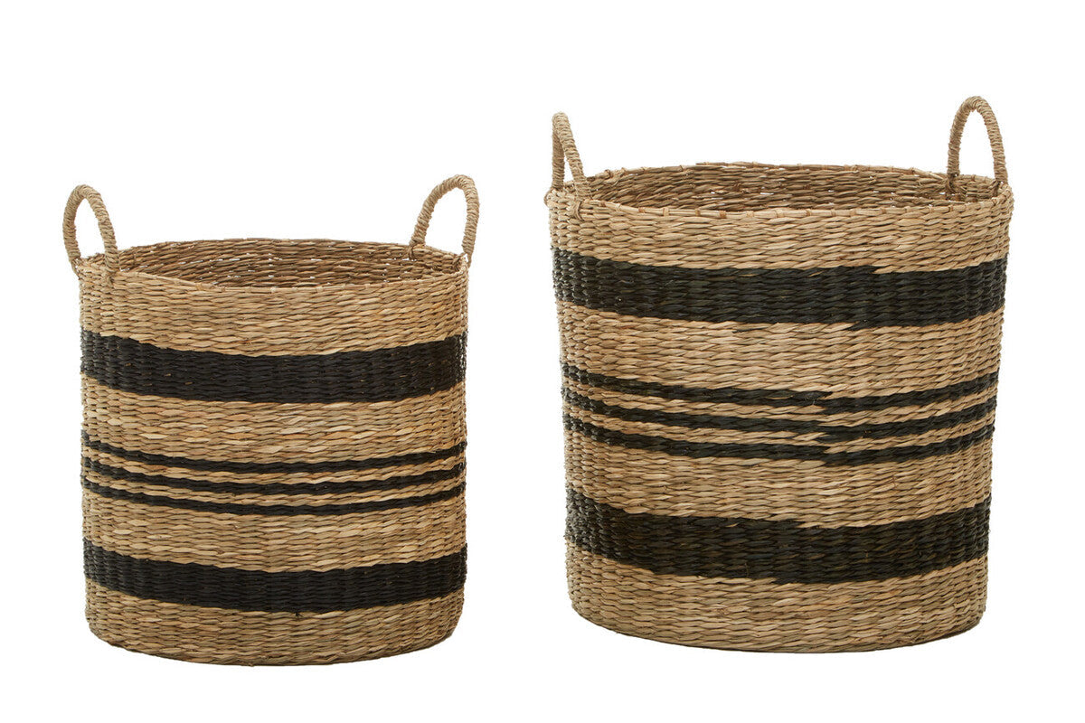 Set of 2 Seagrass Baskets with Black Stripes | Arles