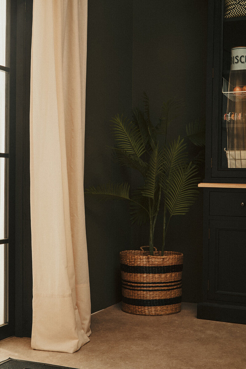 Arles Set of 2 Seagrass Baskets with Black Stripes.