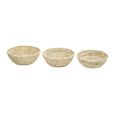 Lidi Set Of Three  Woven Palm Leaf Baskets
