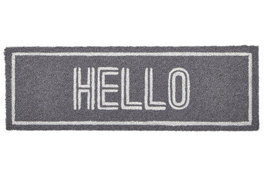 Filta Hello Grey And White Rectangular Coir Doormat