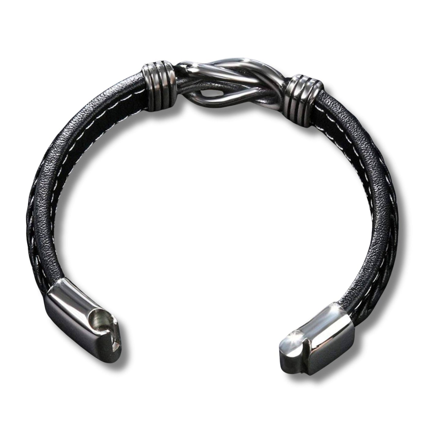 Men's Black Leather Infinity Bracelet