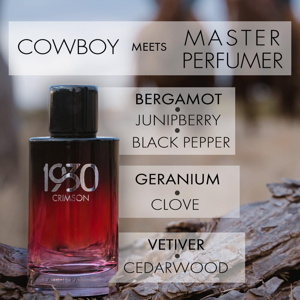 1930S Crimson Cologne for Men – Woody Spicy Fragrance with Bergamot, Juniper Berry & Cedarwood | 100 ml