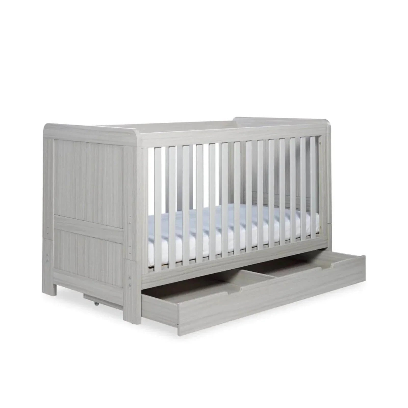 Ickle Bubba Pembrey Cot Bed & Under Drawer Ash Grey - Without Mattress