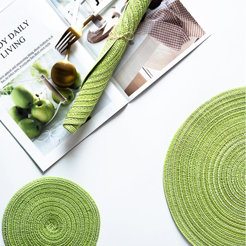 Round Braided Woven Placemats, Set of 4 Pieces
