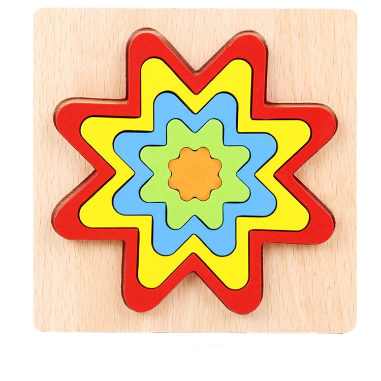 1-3 Years Old Baby Children's Puzzle Wooden 3d Shape Puzzle Toy