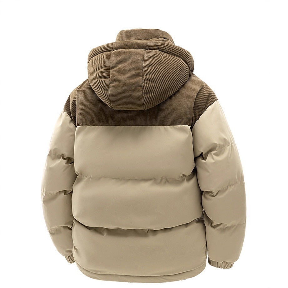 Thick Corduroy Patchwork Jacket Winter Zip-up Stand Collar Coat Casual Commuter Long-sleeved Cardigan Top Outwear Women's Clothing