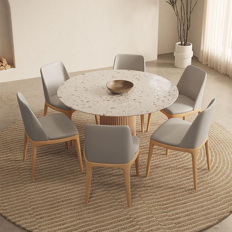 Sienna Round Dining Table, Premium Terrazzo And Wood Base