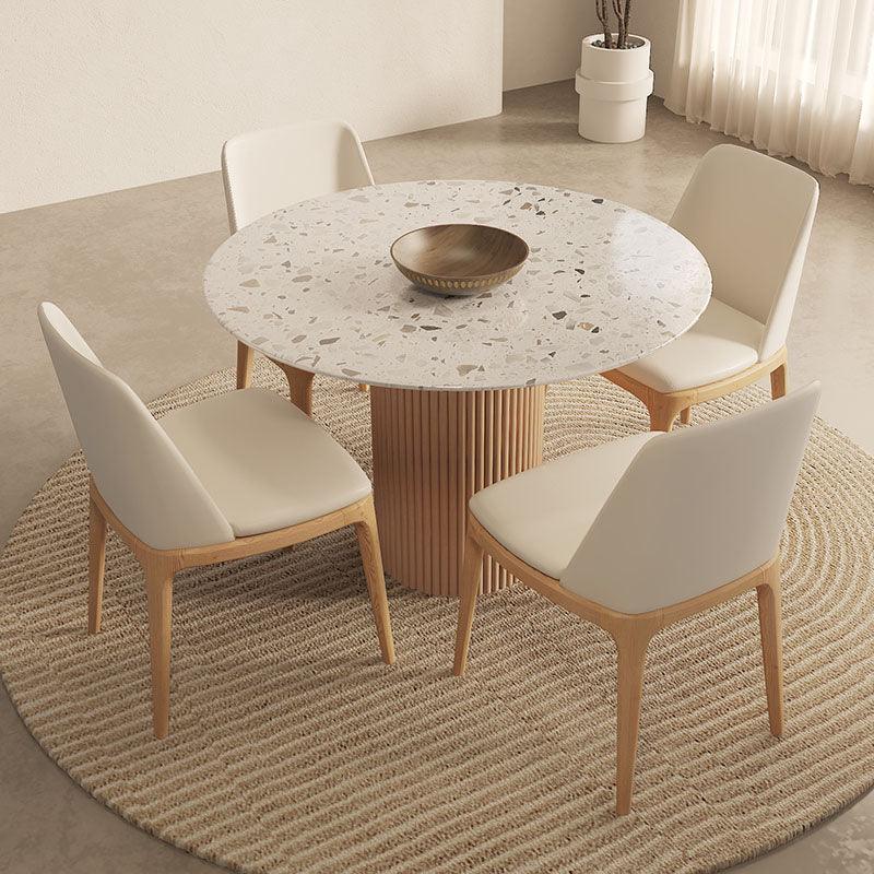 Sienna Round Dining Table, Premium Terrazzo And Wood Base