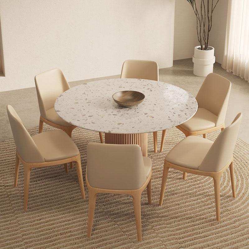 Sienna Round Dining Table, Premium Terrazzo And Wood Base