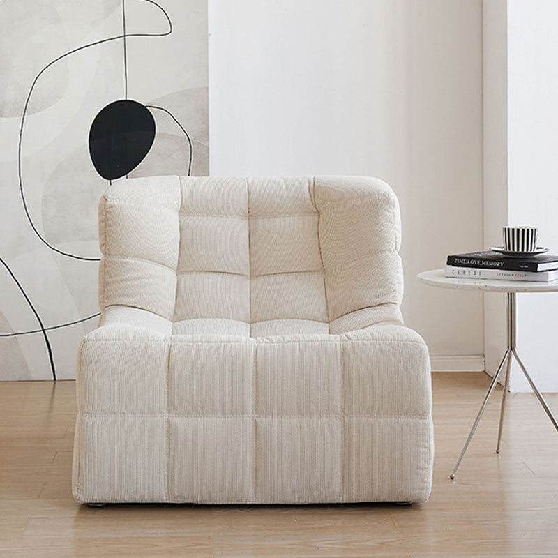 Bernice White Loung Chair And Ottoman, White Corduroy