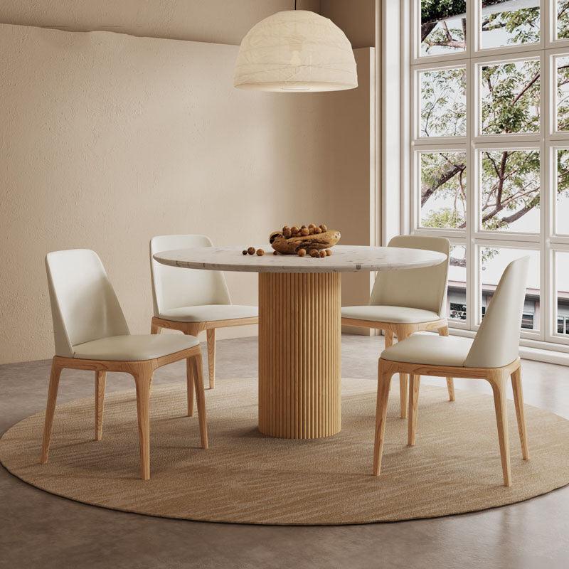 Sienna Round Dining Table, Premium Terrazzo And Wood Base