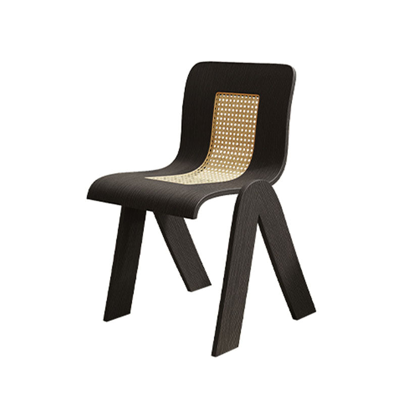 Verna Curve Dining Chair, Black & Rattan