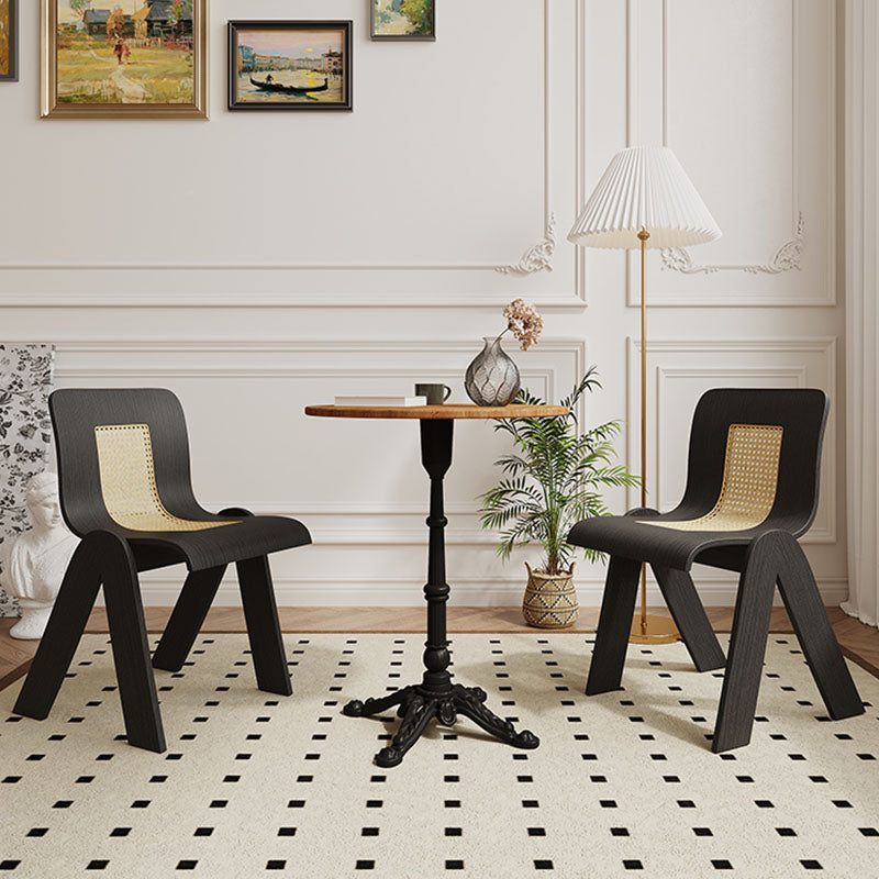 Verna Curve Dining Chair, Black & Rattan