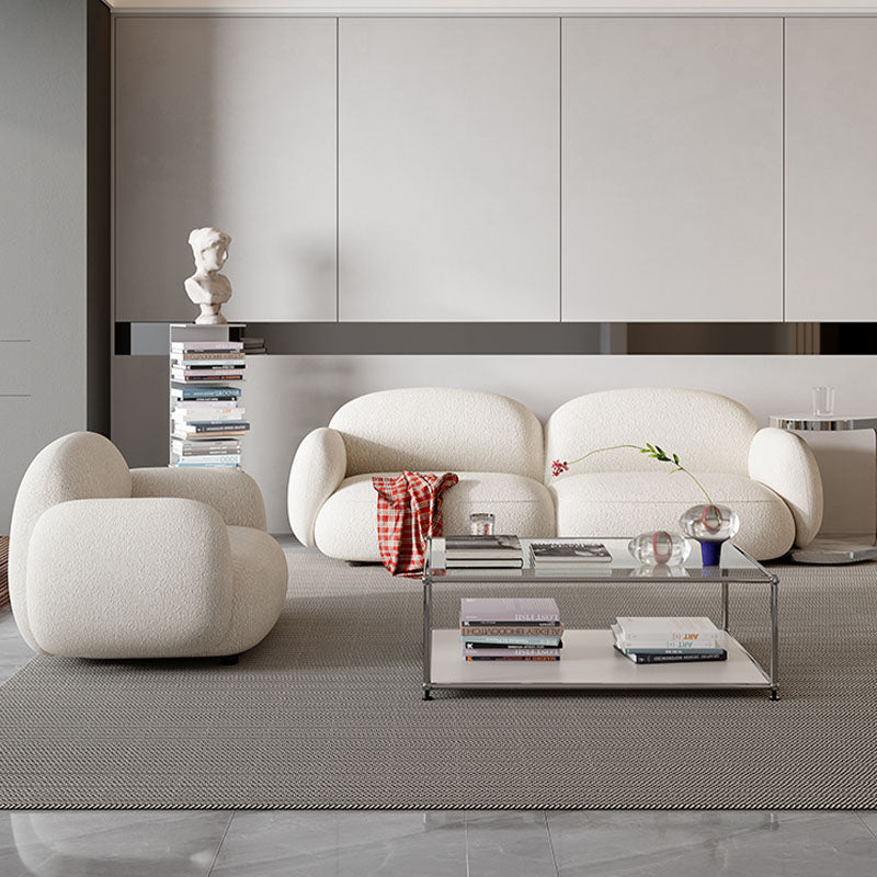 Caden Cloud Two Seater Sofa, White Boucle