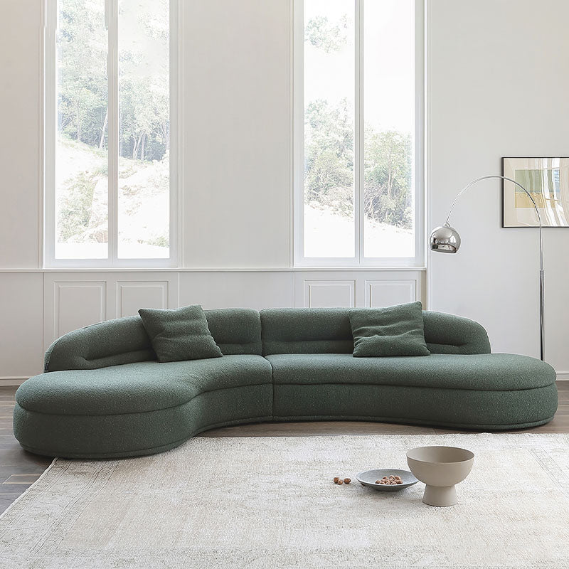 Yannik Four Seater Curved Sofa, Green