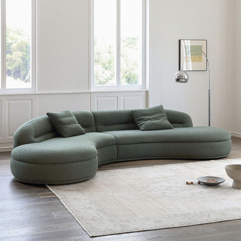 Yannik Four Seater Curved Sofa, Green