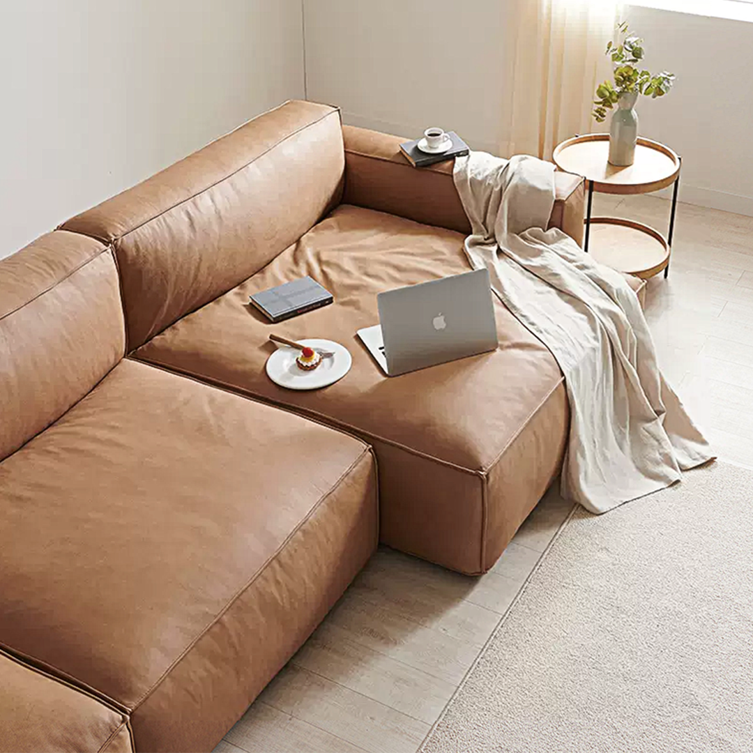Lucian Four Seater Coner Sofa, Modular Sofa, Real Leather