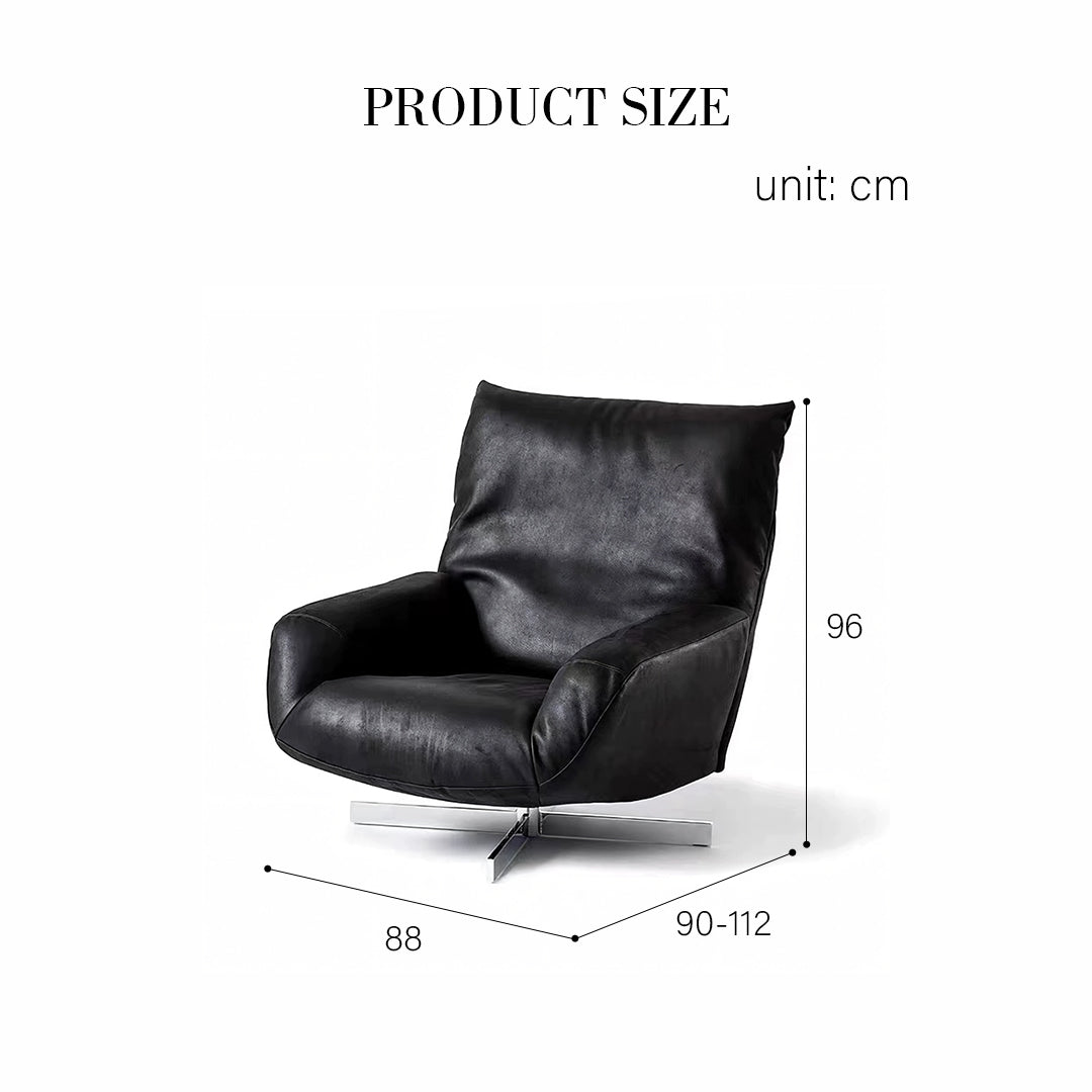 Schmidt Chiara Lounge Chair With Footstool, Swivel, Real Leather