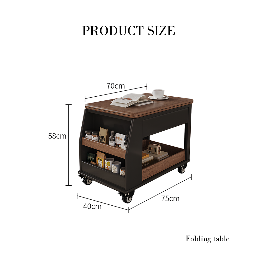 Ariana Lift Up Table, Foldable Coffee Table With Storage & Casters