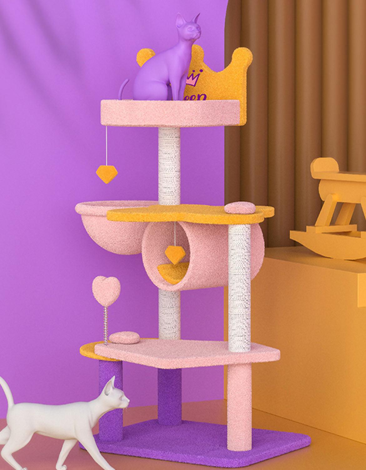 Seb Cat Climber, Cat Tree, Coral Fleece