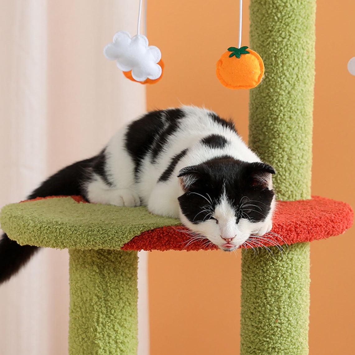 Kyali Cat Tree, Cat Climber, Coral Fleece