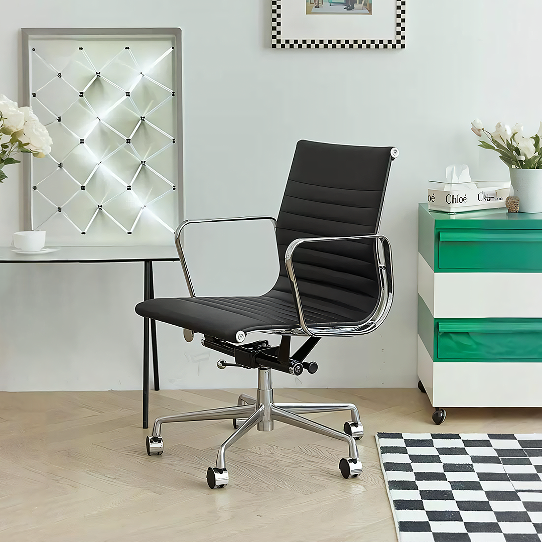 Rangi Leather Office Chair, Hight Back, Black