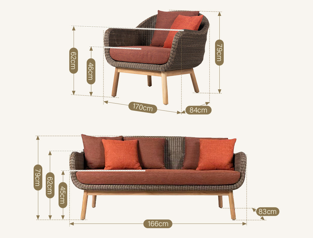 Julii Rattan Single Sofa, Two Seater Sofa, Outdoor Furniture