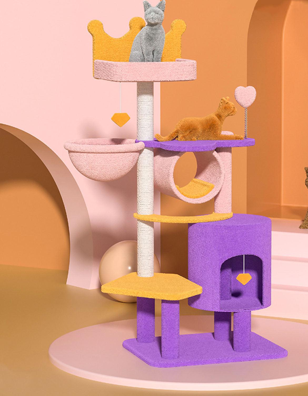 Seb Cat Climber, Cat Tree, Coral Fleece